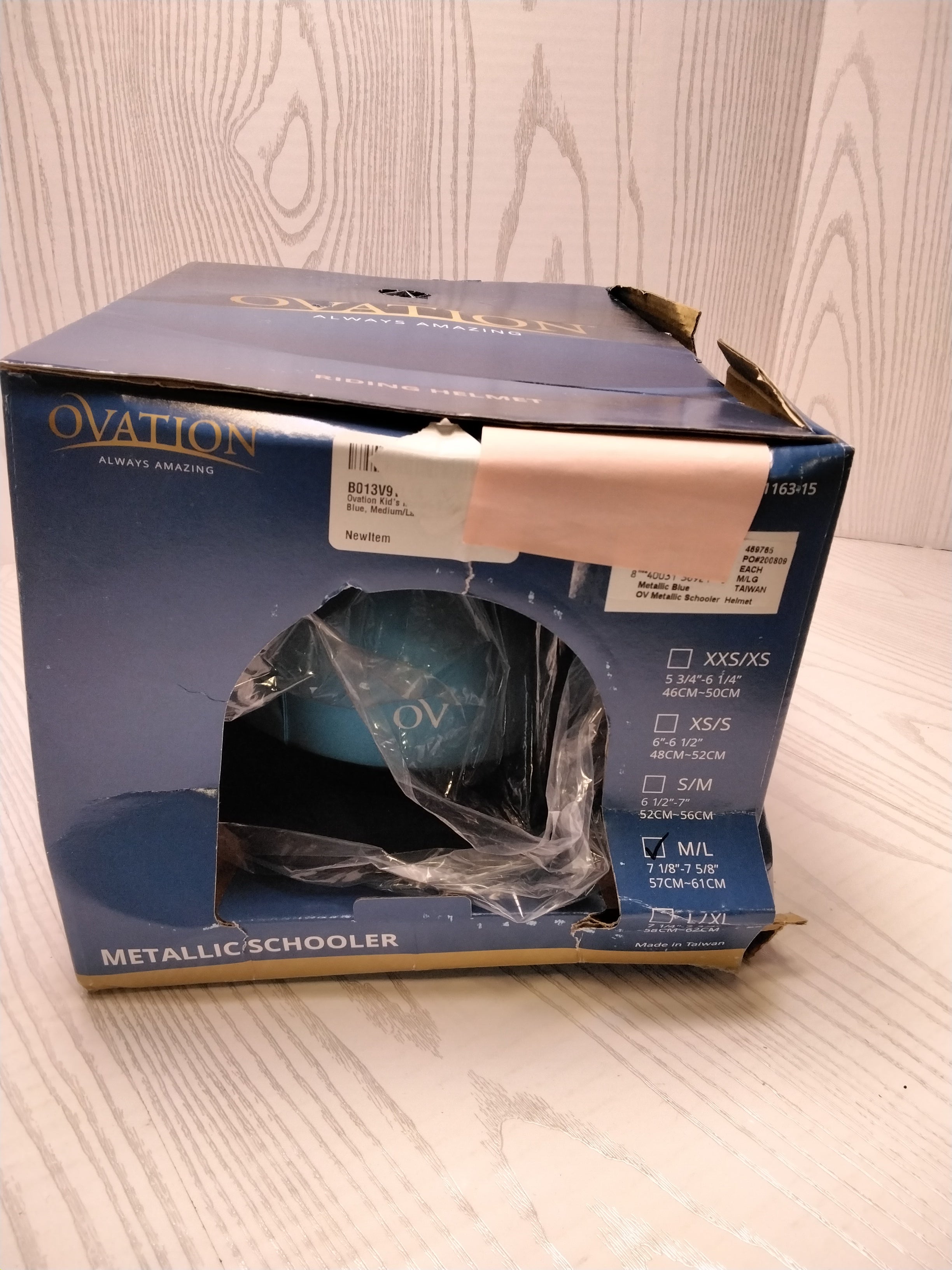 Ovation Deluxe Schooler Helmet- Size Kids M/L Metallic Blue (7748148363502)